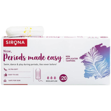 Sirona Period Made Easy Non-Applicator Tampons Regular Flow - 20 Pcs image