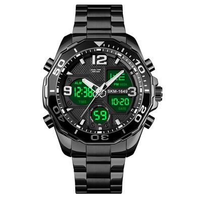 Skmei Black Stainless Steel Dual Time Sport Watch For Men - Black image