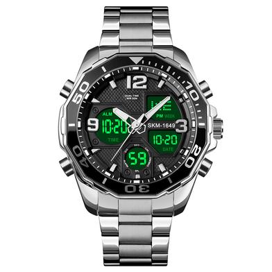 Skmei Stainless Steel Dual Time Sport Watch For Men - Silver image