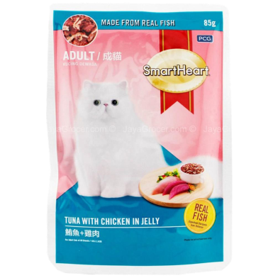 SmartHeart Adult Pouch Wet Cat Food Tuna With Chicken In Jelly 85g image