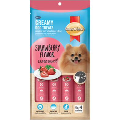 SmartHeart Dog Creamy Treats Strawberry Flavor 60 gm image