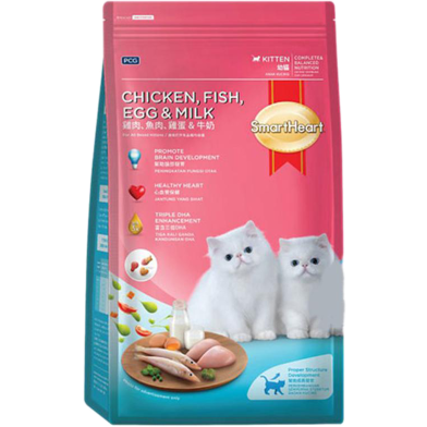 SmartHeart Kitten Dry Cat Food Chicken, Fish, Egg and Milk Flavour 450 gm image