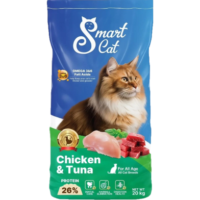 Smart Cat Dry Cat Food For All Age All Cat Breeds Chicken Tuna 20 kg image