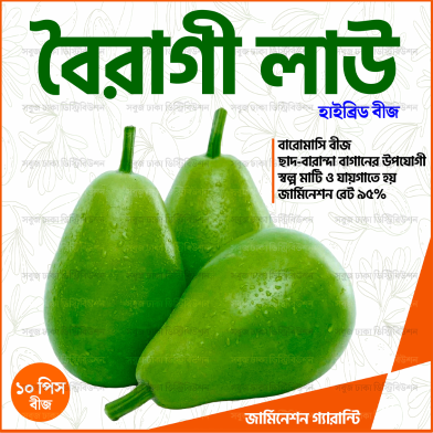Sobuj Dhaka Garden Hybrid Boiragi Lau Seeds 10 Pcs image