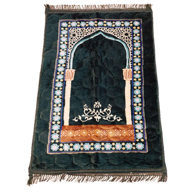 Soft Muslim Prayer Jaynamaz-জায়নামাজ (Forest Green Color) (Any Design) image