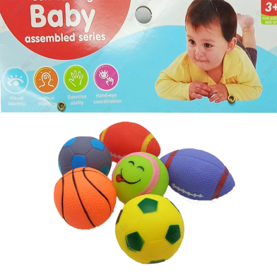 Soft PVC Food Grade Rubber Baby Toys Ball With Whistle. Gift Balls For Toddlers (foam_ball_6pc_m2) Model-2 image