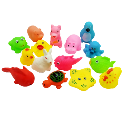 Soft Rubber Sound Baby Wash Bath Play Animal Toys (pvc_mixed_animal_15pcs) Animal -15 Pcs image