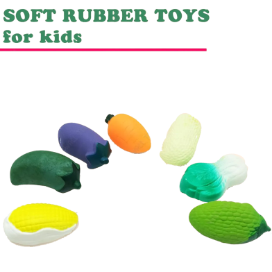 Soft Rubber Sound Baby Wash Bath Play Vegetable Toys (soft_vegitable_947032_rfl) Multicolor-7 Pcs image