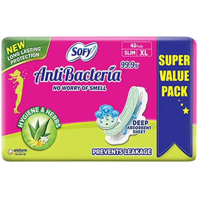 Sofy Anti-Bacteria Extra Long (XL) Slim Sanitary Napkin (290mm) - 48 Pads image