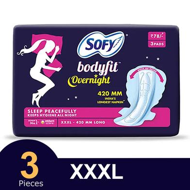 Sofy BODYFIT Overnight Sleep XXXL Sanitary Napkin (420mm) - 3 Pads image