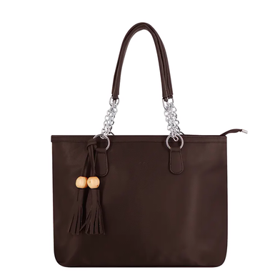 Solid Color Tote Handbag with Tassel GCI Chocolate BEAR GEAR