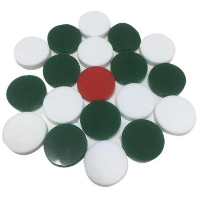 Special Carrom Guti With Stricker (5 Pcs Guti Extra ) Green And White image