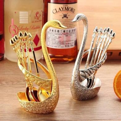 Spoon Set with Swan Stand image