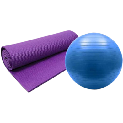Sports House Combo Pack Of Gym Ball And Yoga Mat image