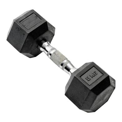 Sports House Rubber Hex Dumbbell (Single) 5Kg - Black image