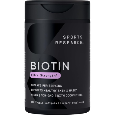 Sports Research Biotin 5000 mcg 120 Veggie Capsules -485536439 image