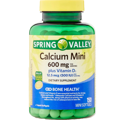 Spring Valley Calcium 600mg plus Vitamin D3 150 Mini Softgels image