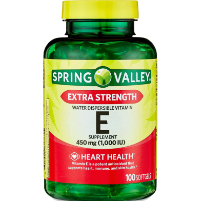 Spring Valley Extra Strength Water Dispersible Vitamin E Supplement 450 mg (1000iu) 100 Softgels image