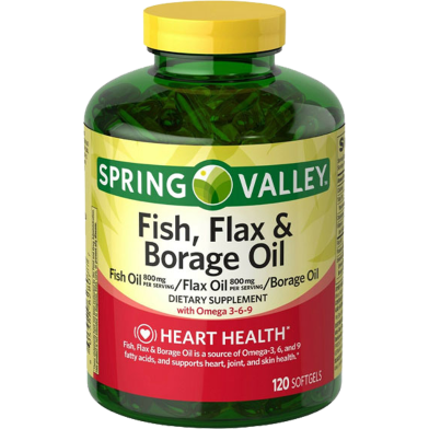 Spring Valley Fish Flax and Borage Oil With Omega 3-6-9 120 Softgels image