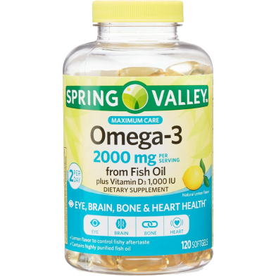 Spring Valley Omega-3 2000 mg From Fish Oil Lemon Flavor 120 Softgels image
