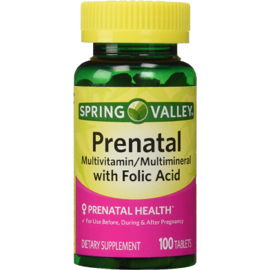 Spring Valley Prenatal Multivitamin-Multimineral and Folic Acid 100 Tablets image