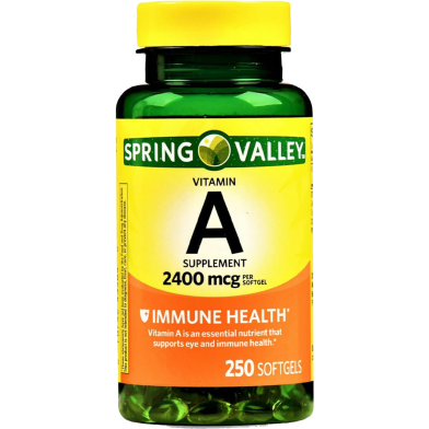 Spring Valley Vitamin A Supplement 2400 mcg 250 Softgels image