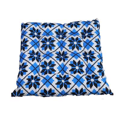 Square Chair Cushion, Cotton Fabric, Blue And Black 14x14 Inch image