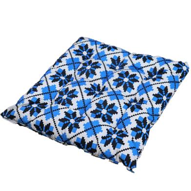 Square Chair Cushion, Cotton Fabric, Blue And Black 14x14 Inch image