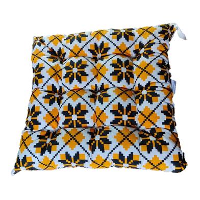 Square Chair Cushion, Cotton Fabric, Yellow And Black 14x14 Inch image
