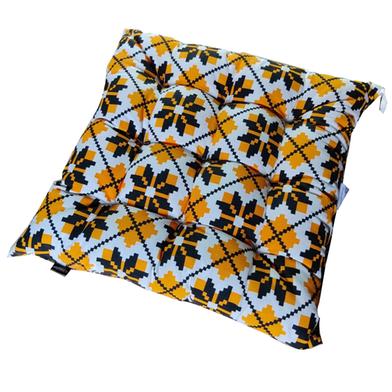 Square Chair Cushion, Cotton Fabric, Yellow And Black 16x16 Inch image