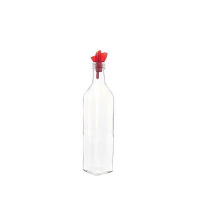 HEREVIN Square Oil and Vinegar Bottle with red cap 0.5 Ltr - 151130-000 image