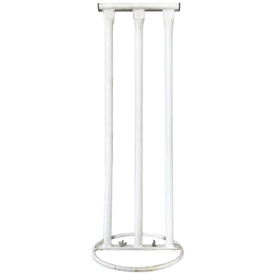 Ss Metal Cricket Stumps Round Base -1 Set - White image