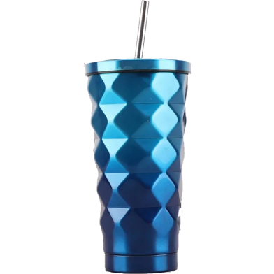 Stainless Steel Diamond Straw Water Cup Vacuum Insulated Thermos Bottle 500 ml image