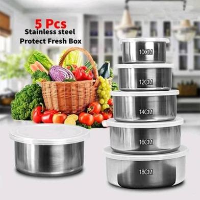 Stainless Steel Food Container Storage Box With Cover 5 in 1 Set image