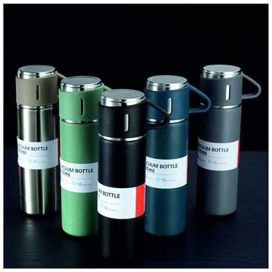 Stainless Steel Vacuum Flask Set with 3 Steel Cups Combo for
