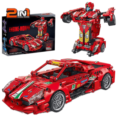 Stem Blocks Building Racing Car Toys - 2 in 1 Pull-Back Blocks Pullback for Kids image
