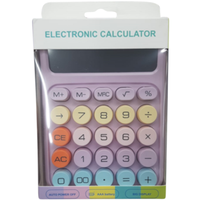 Student 12 Digit Colorful Calculator With Large LCD Display image