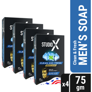 Studio X Clean And Fresh Soap For Men Combo Pack 75gm X 4 image