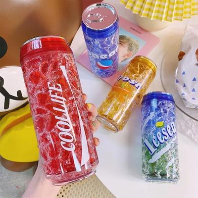 Summer Drinking Cans Cup Creative Fashion Plastic Water Bottle With Lid Outdoor Sports Kawaii Students Drinking Straw Ice Cup image