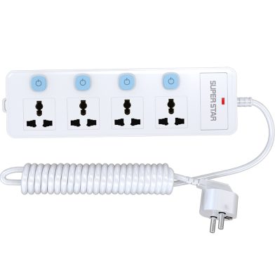 Super Star Supreme Extension Socket 2 Pin 4 Sockets- 1390113217 image