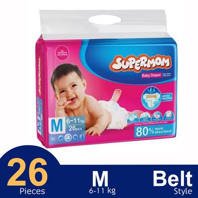 Supermom Baby Belt System Diaper (M Size) (6-11kg) (26 Pcs) image