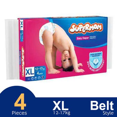 Supermom Belt System Baby Diaper (XL Size) (12-17kg) (4Pcs) image