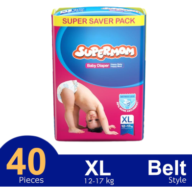 Supermom Belt System Baby Diaper (XL Size) (12-17kg) (40pcs) image