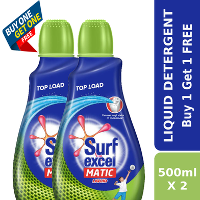 Surf Excel Matic Liquid Detergent Top Load 500ml Buy 1 Get 1 Free image