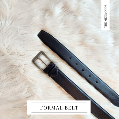 THE MEN's CODE Black Leather Formal Belt For Men image