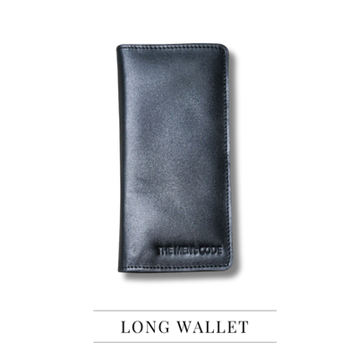 THE MEN's CODE Black Leather Long Wallet For Men image