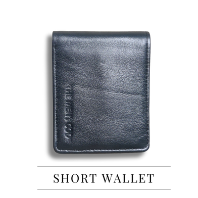THE MEN's CODE Black Leather Short Wallet For Men image