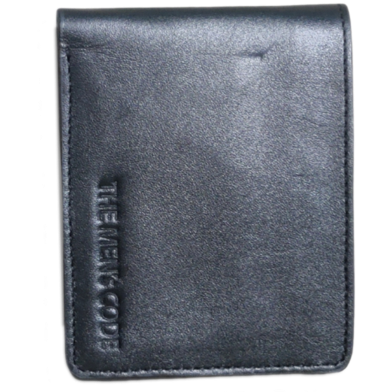 THE MEN's CODE Black Leather Short Wallet For Men image