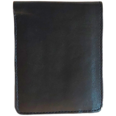 THE MEN's CODE Black Leather Short Wallet - For Men image
