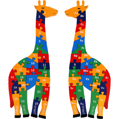 TOWO Wooden Giraffe Alphabet Blocks and Number Blocks Jigsaw Puzzle 41 cm Large Size 2 in 1 ABC Number Puzzle - Wooden Letter Blocks Puzzle Number Puzzles Educational Toys for 3 Year olds image